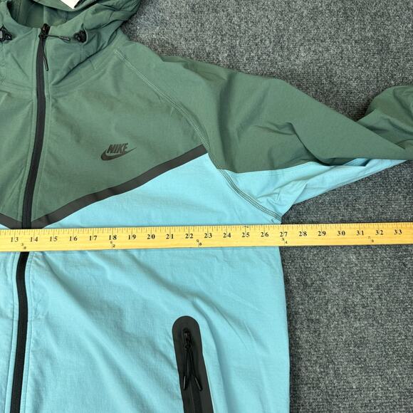 Nike Tech Mens Large Full Zip Woven Jacket Hooded Blue Green HM7151-464 NWT - Picture 8 of 12